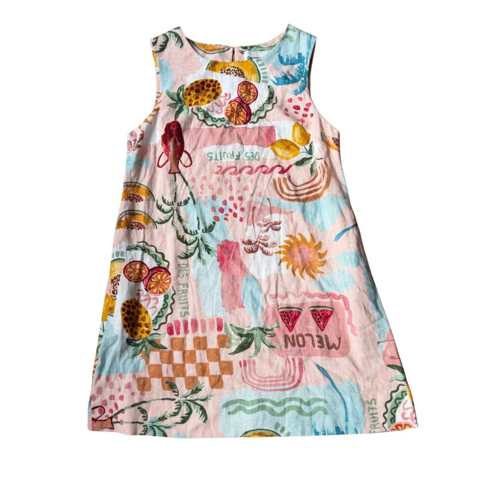 Paper Heart Summer Haze Pink Blue Fruit Print Mini Dress Size XS Aperol Spritz